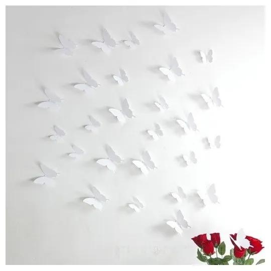 Set 12 autocolante 3D Ambiance Butterflies, alb