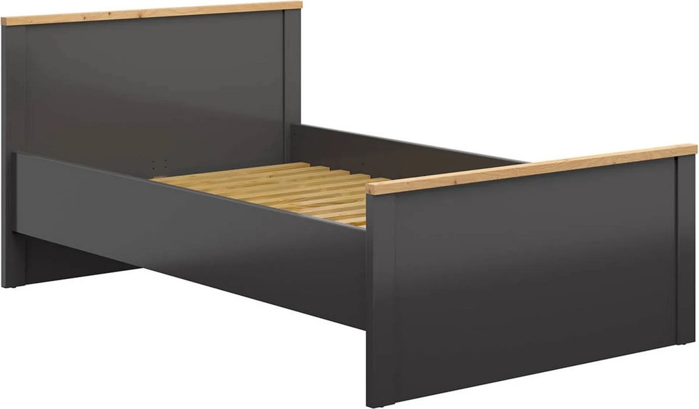 Cadru pat HESEN 120x200, gri grafit/stejar artisan, PAL