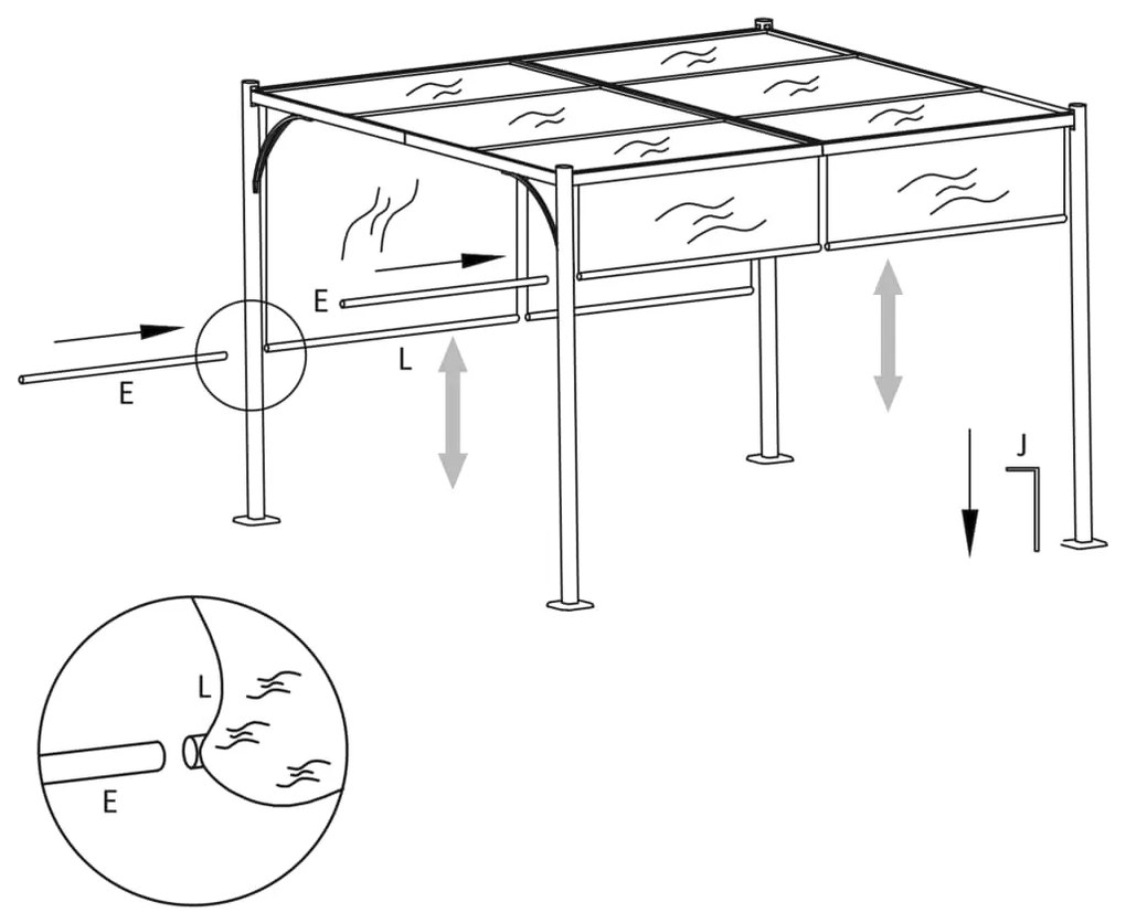 Pergola cu acoperis rabatabil, alb crem, 3 x 3 m, otel 1, Alb crem