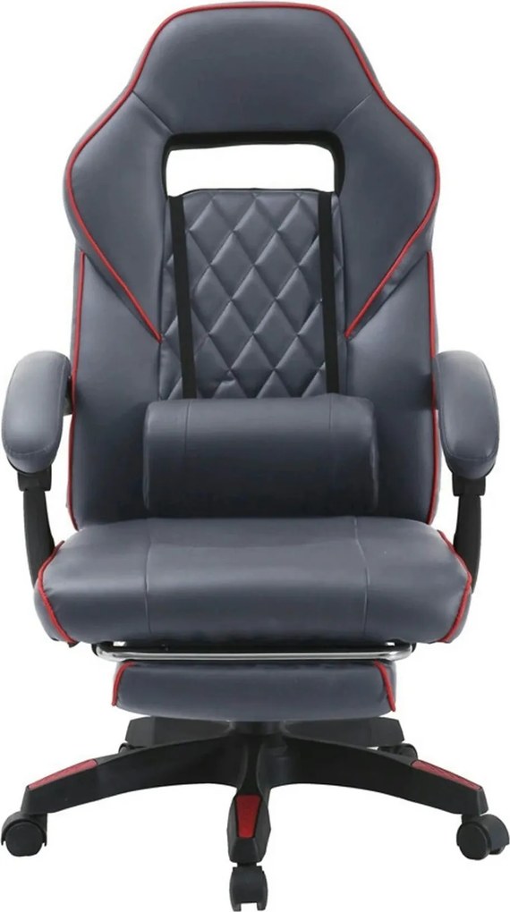 Scaun gaming RIKU, gri/negru, piele ecologica, 71x64x112/122 cm