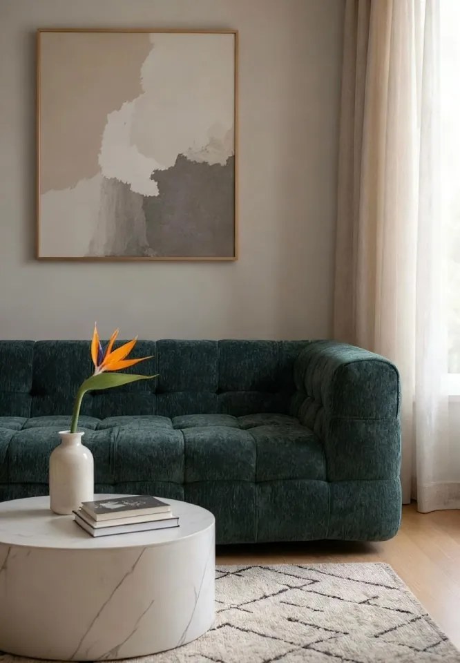 Canapea Memory Foam HD Cube | Design Modern Monobloc | 5 Culori Disponibile | AlmaCasa.ro (Culoare: Verde)