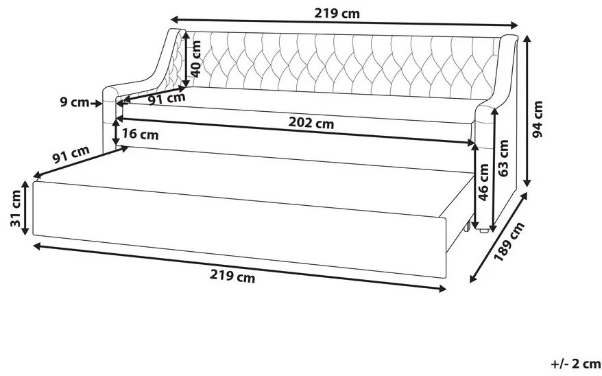 Pat extensibil 90x200 cm Maisha (roz). 1035496