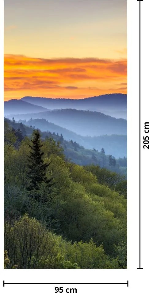 Fototapet pentru ușă - Zori de zi în munți (95x205cm)