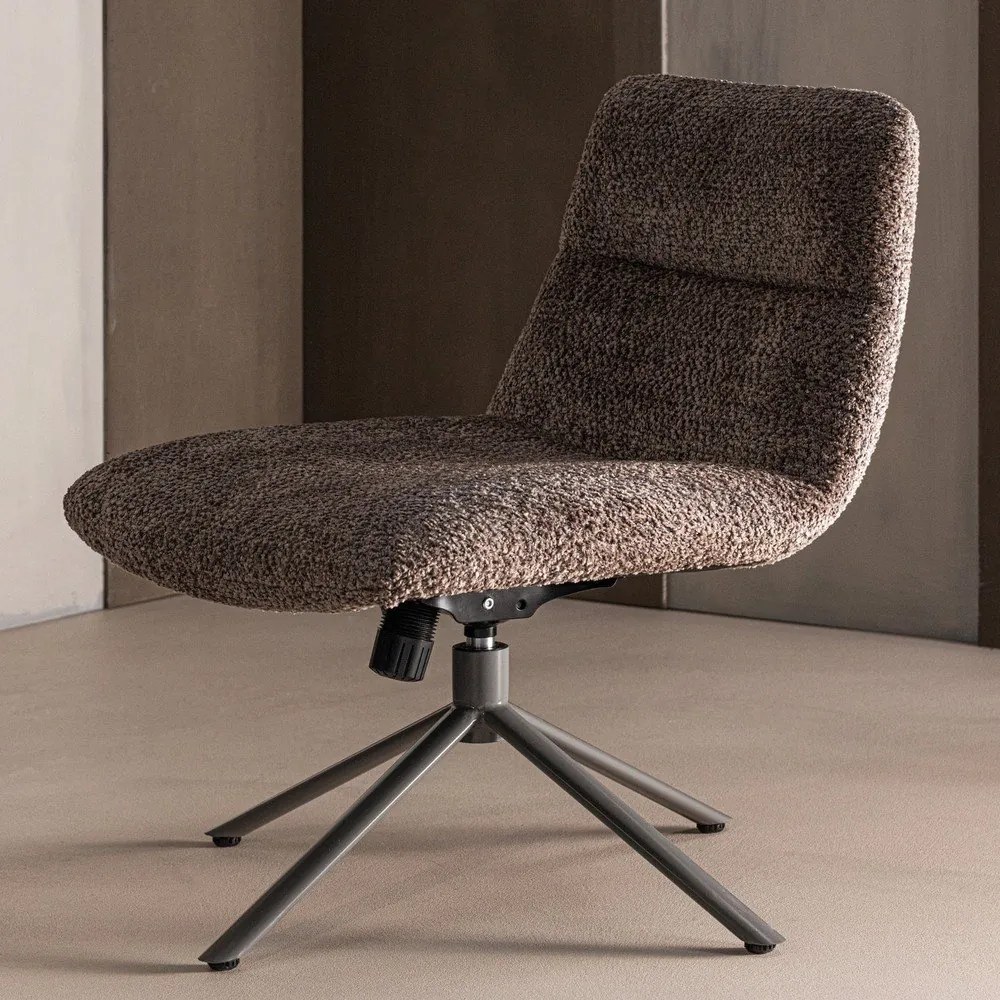 Fotoliu maro pivotant cu tapițerie din țesătură bouclé Soren – WOOOD