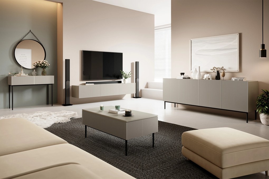 Comodă TV suspendată Nicole 200 cm cu sertar - mat cașmir