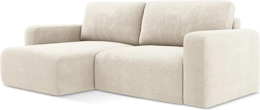 Colțar crem extensibil/cu spațiu de depozitare cu tapițerie din chenille (cu colț pe partea stângă/cu șezlong) Kona – Makamii