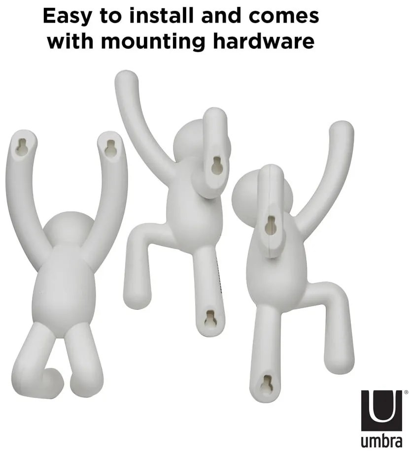 Cârlige 3 buc. de montat pe perete din plastic Buddy – Umbra