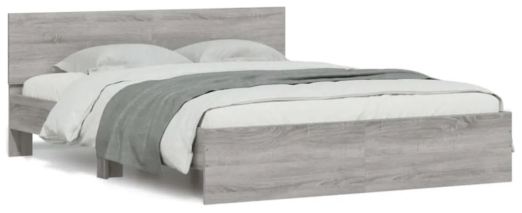 3207488 vidaXL Cadru de pat cu tăblie, gri sonoma, 140x200 cm