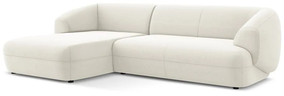 Colțar alb cu tapițerie din catifea (cu colț pe partea stângă) Moana – Makamii