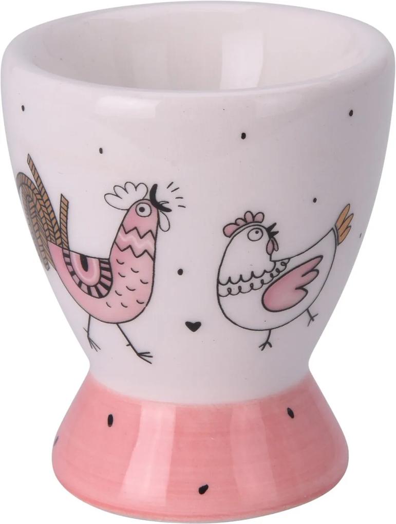 Suport pentru ou Chicken, 5.8x5.8x6.6 cm, dolomit, alb/roz