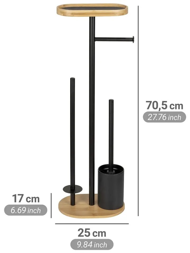 Suport pentru hârtie igienică negru/în culoare naturală din oțel Pomarolo – Wenko