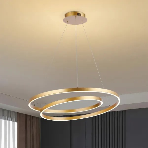 Brilagi-LED Lustră reglabilă pe cablu TWISTER LED/75W/230V Ø 70 cm auriu + telecomandă