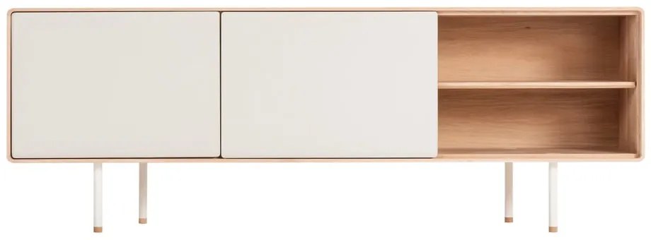 Comodă TV albă/în culoare naturală din lemn de stejar 180x64 cm Fina – Gazzda
