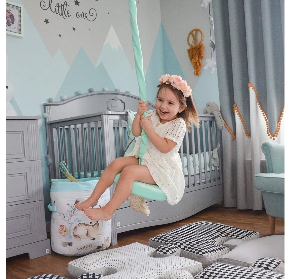 Leagan din lemn si spuma pentru copii RingSwing by BabySteps, Catifea Velvet Mint