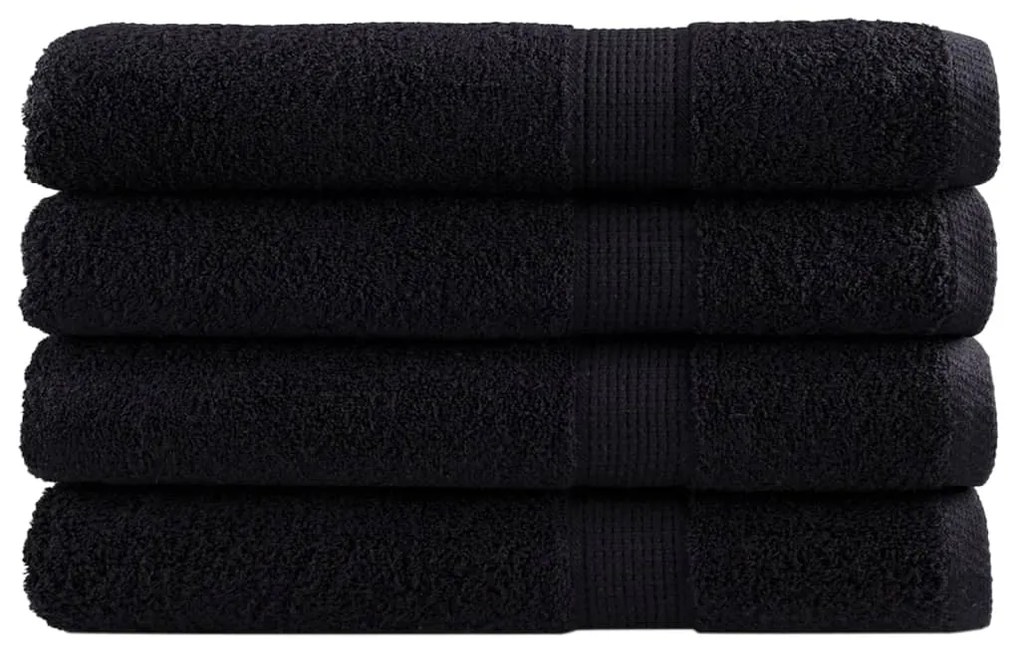 vidaXL Prosoape premium SOLUND 4 buc. negru 100x200 cm 600 gsm