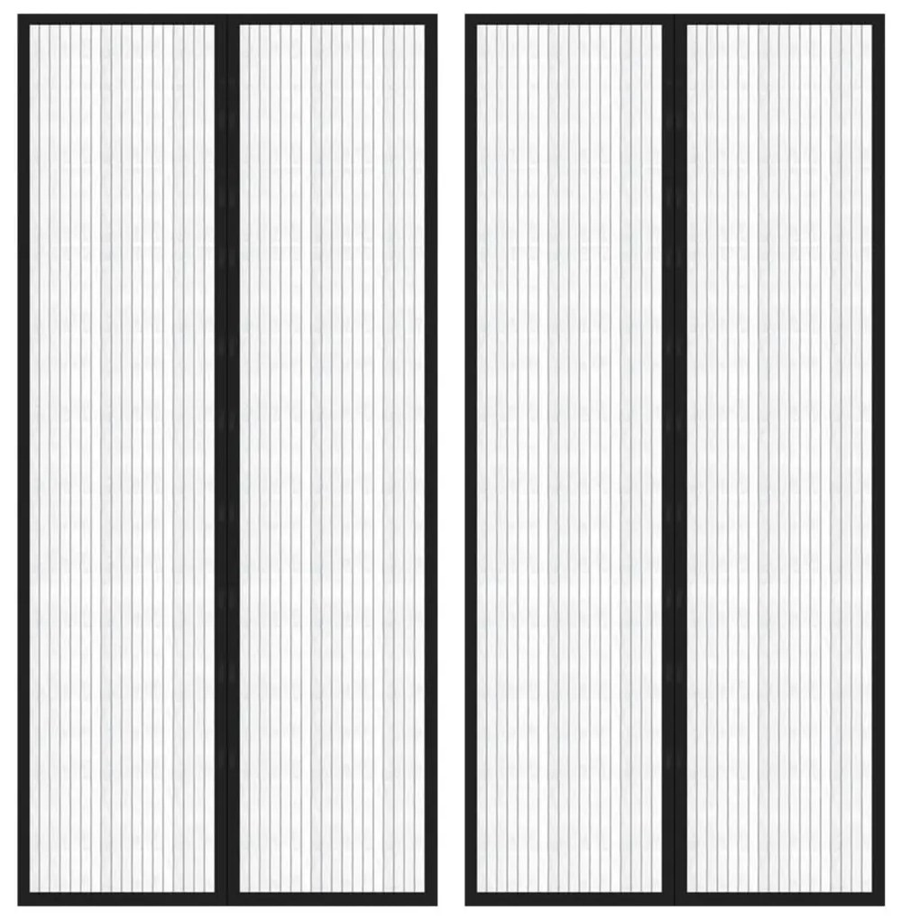 vidaXL Perdea de ușă anti-insecte cu magnet, 2 buc., negru, 220x110 cm