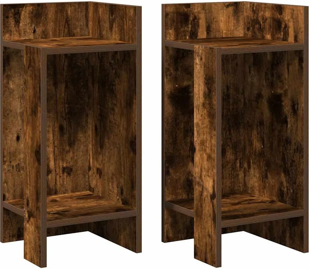 vidaXL Mese laterale 2 buc cu raft stejar afumat 25,5x27x60 cm