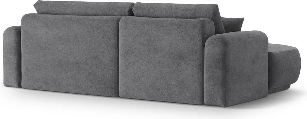 Coltar extensibil stanga 5 locuri, modular, cu lada depozitare, Ella, Micadoni Home, 271x174x94 cm, tesatura structurata chenille, gri