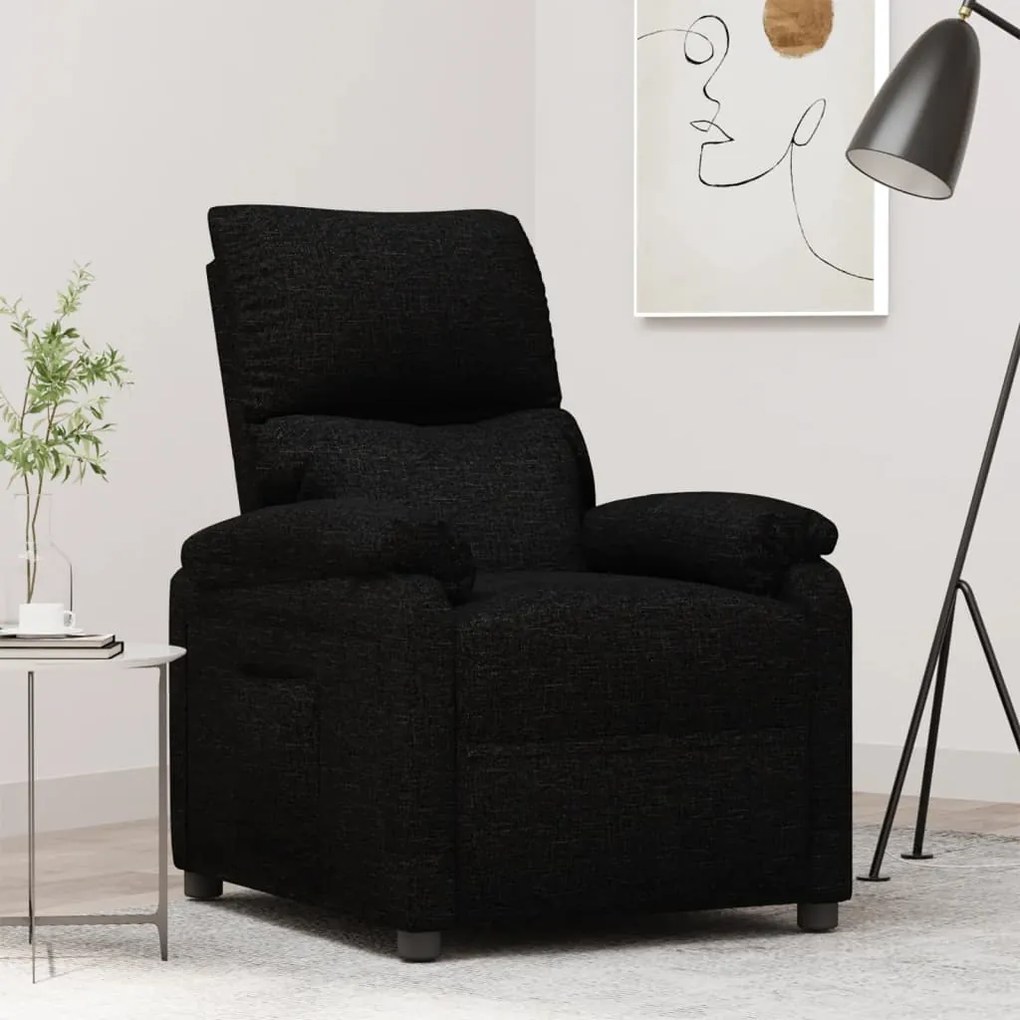 vidaXL Fotoliu rabatabil, negru, material textil