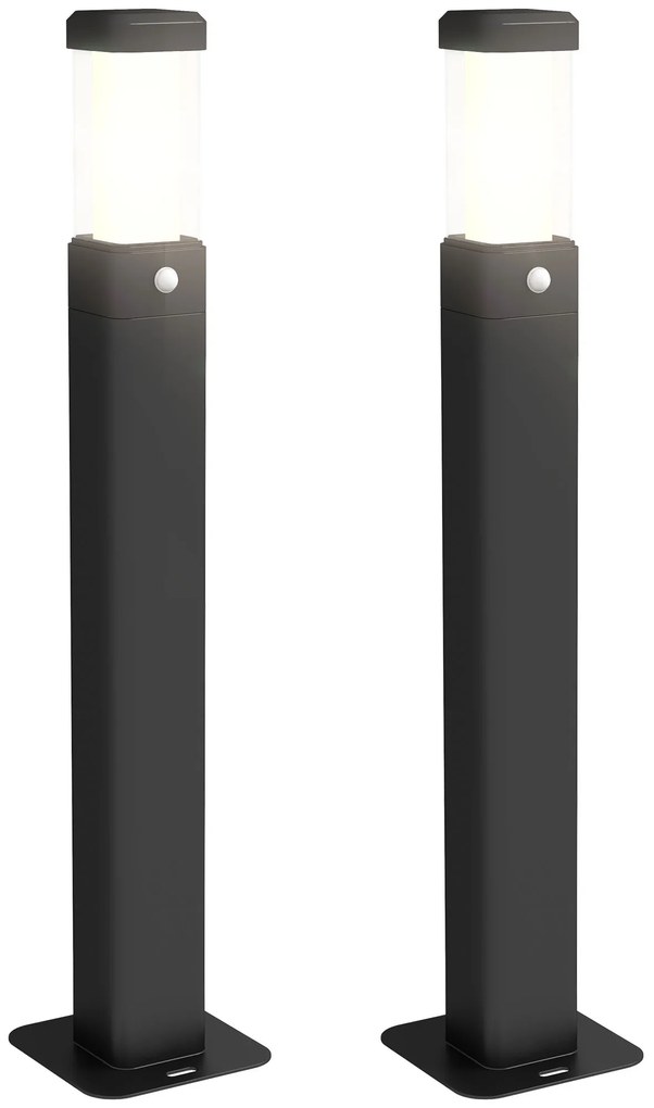 Outsunny Set de 2 lampi de exterior, stalpi luminoase LED, Etanche IP65, Lumina pentru alei si drumuri, negru | Aosom Romania