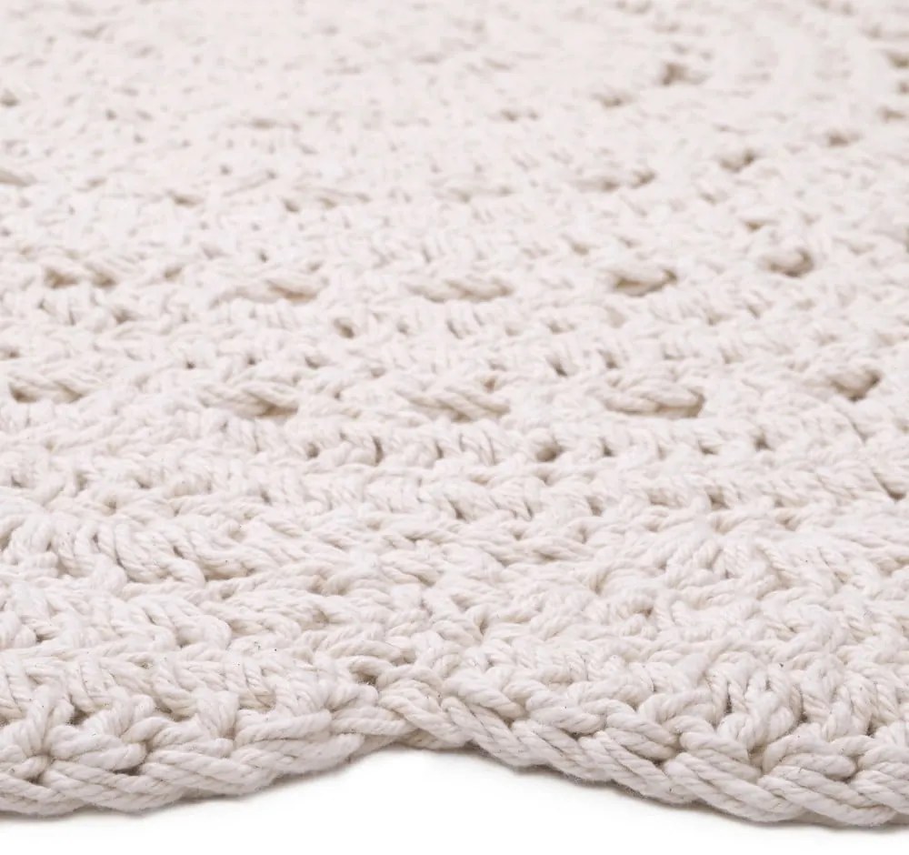 Covor croșetat manual din bumbac Nattiot Alma, ø 120 cm, alb