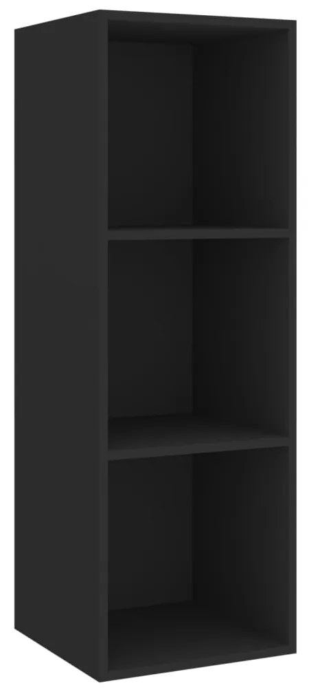 Dulap TV montat pe perete, negru, 37x37x107 cm, PAL 1, Negru, 37 x 37 x 107 cm