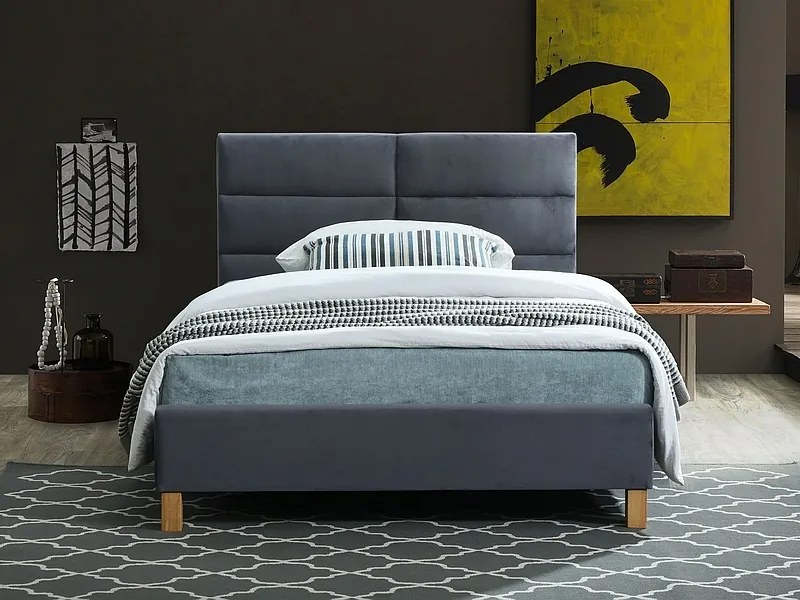 Pat tapiţat SIERRA VELVET 120 x 200 cm culoare gri/stejar