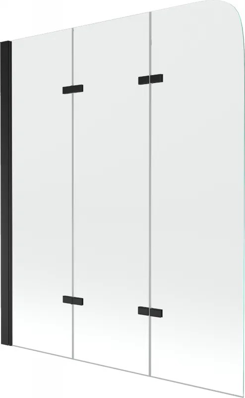 Mexen Felix paravan cadă cu 3 panouri 120 x 140 cm, transparent, negru - 890-120-003-70-00