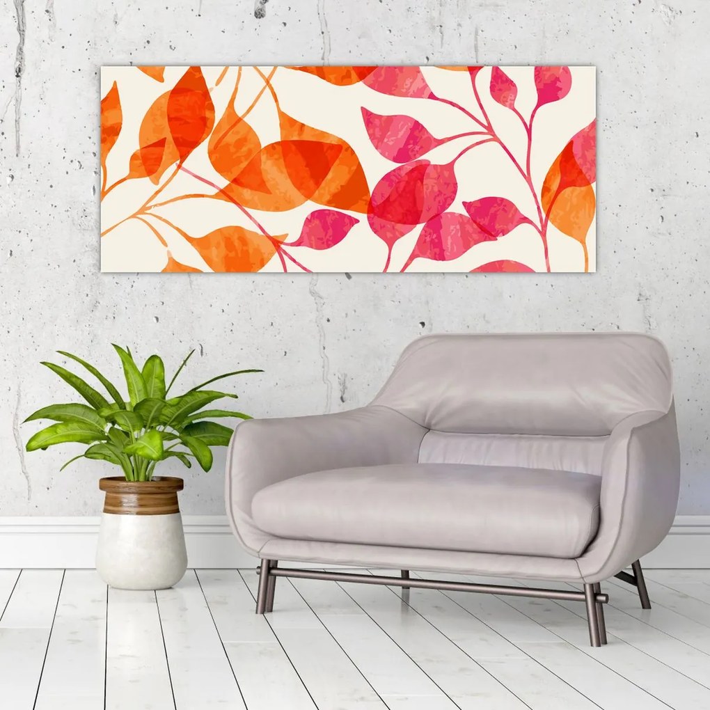 Tablou - Frunze portocalii (120x50 cm)