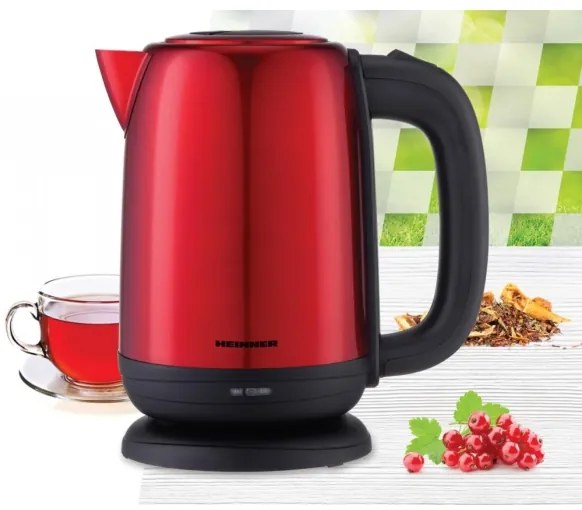 Heinner HEK-2200RDSS - Fierbător electric 1,7 l, 2200 W/230 V, roșu/negru