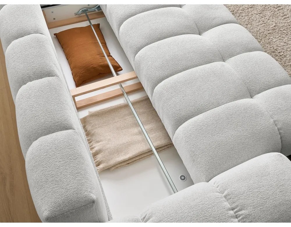 Canapea gri deschis cu tapițerie din chenille 278 cm Everest – Bobochic Paris