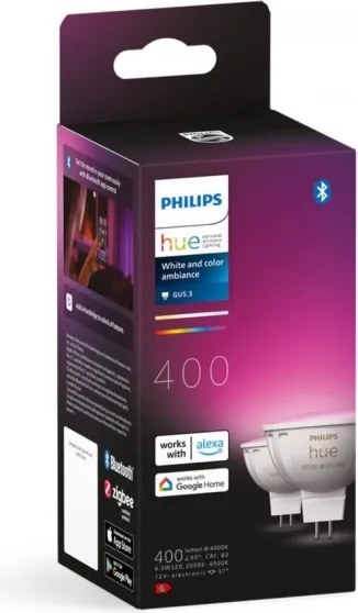 Set de 4 becuri LED RGBW dimerizabile Philips Hue WACA GU5,3/MR16/6,3W/12V