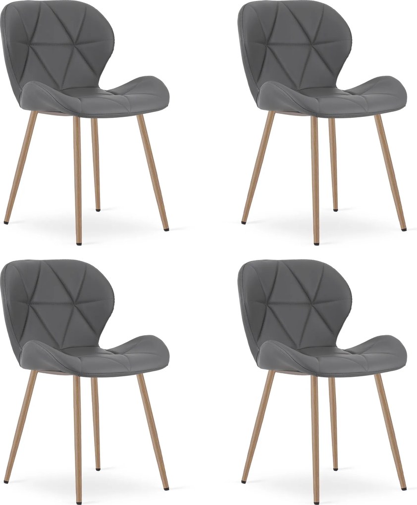 Scaun de dining MANGO din piele ecologica, gri