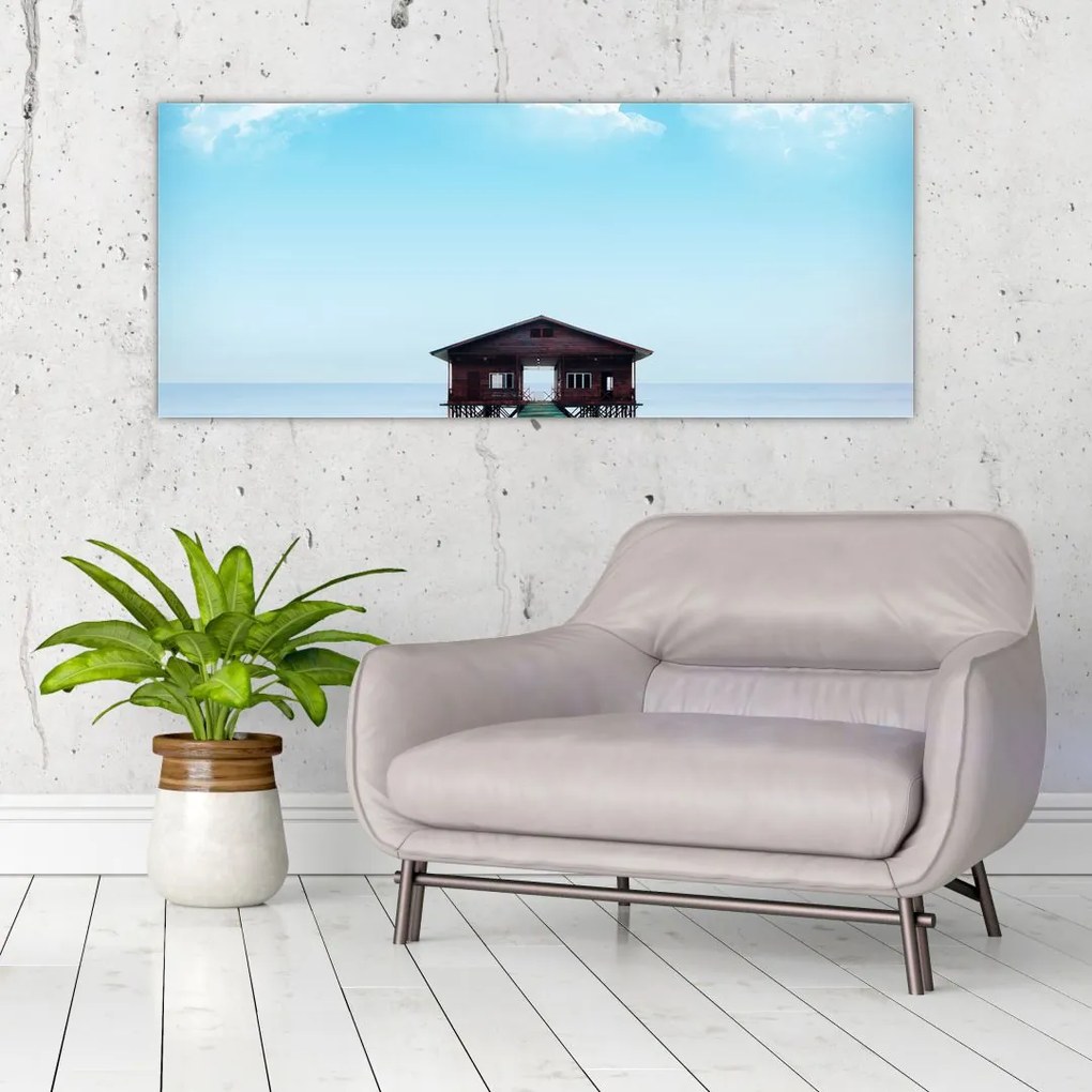 Tablou cu casă pe mare (120x50 cm)