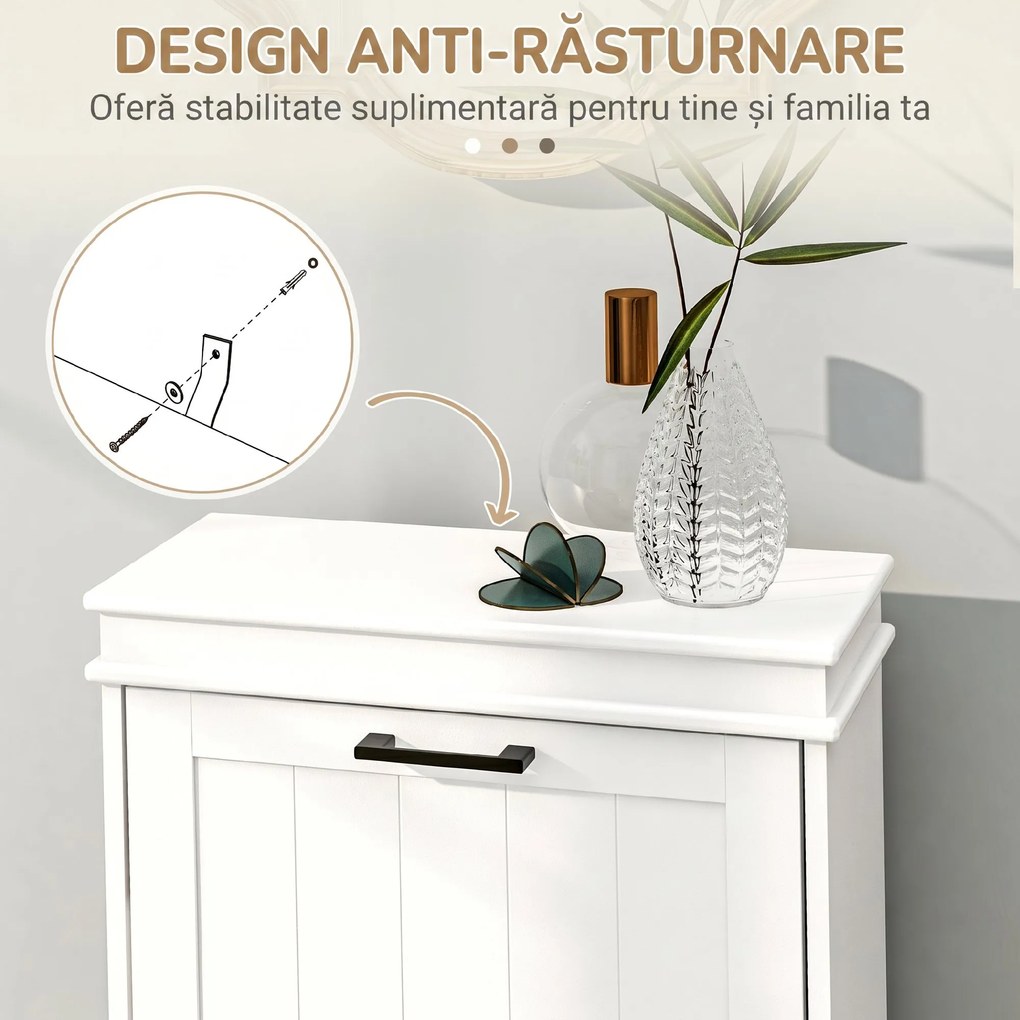 HOMCOM Dulap pentru Pantofi Spațios cu 2 Sertare Rabatabile pentru 10 Perechi de Pantofi, 54x24x82,5 cm, Alb | Aosom Romania