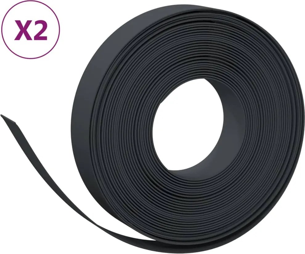 vidaXL Borduri de grădină, 2 buc, negru, 10 m 10 cm, polietilenă