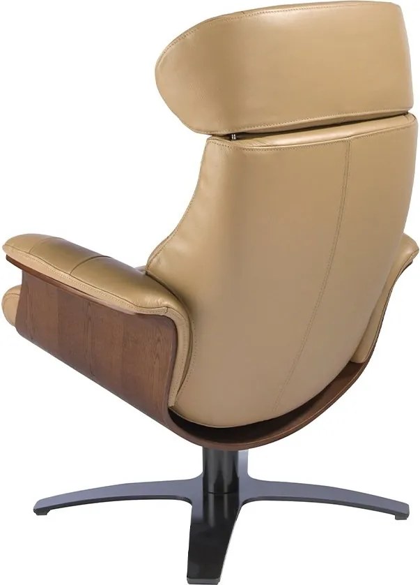 Fotoliu pivotant, functie relax, piele naturala si furnir de nuc George