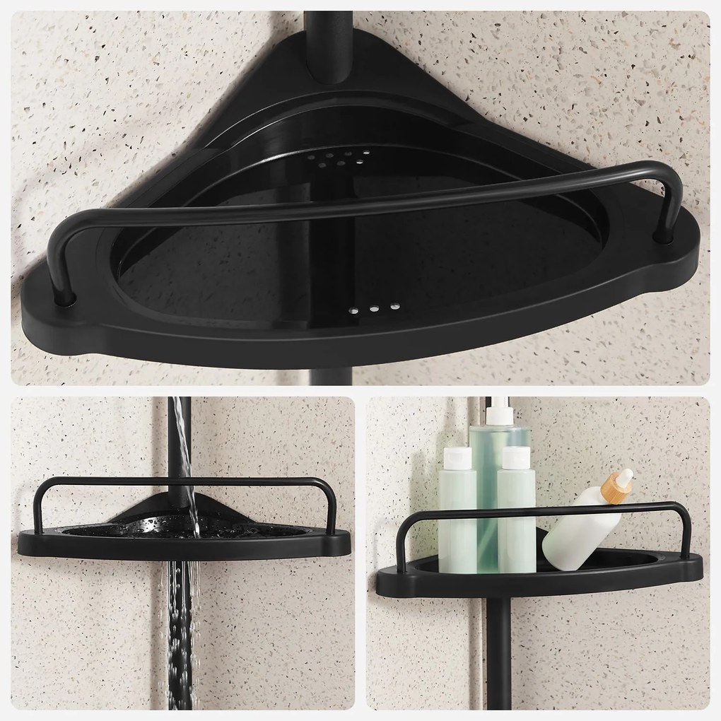 Raft de colt pentru baie cu inaltime ajustabila ORDIVA, negru