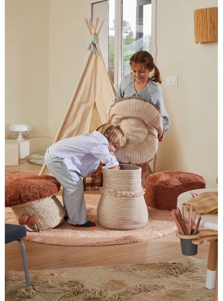 Fotoliu puf pentru copii cărămiziu/crem Boletus – Lorena Canals