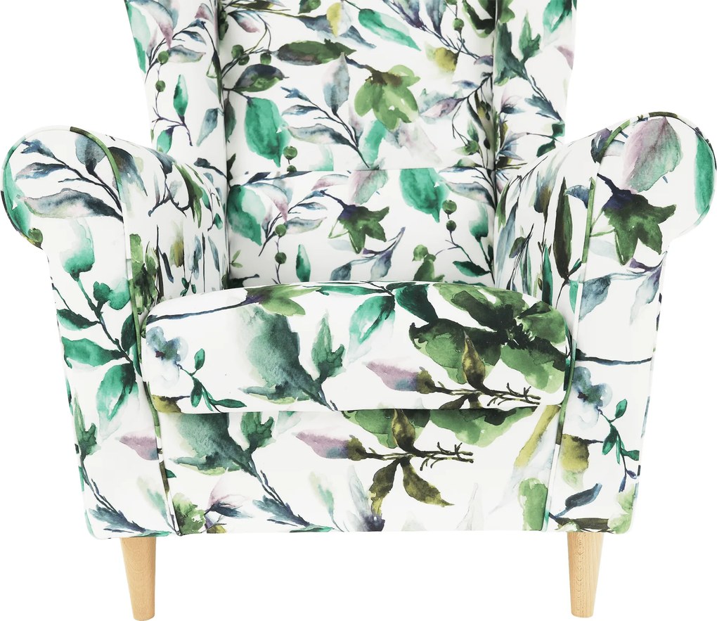 Fotoliu, material textil model frunze verzi, CHARLOT