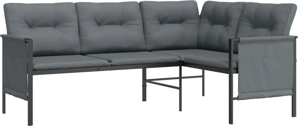 vidaXL Canapea colțar de grădină, antracit, oțel și textilenă