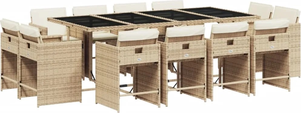 vidaXL Set mobilier de grădină cu perne, 13 piese, bej, poliratan