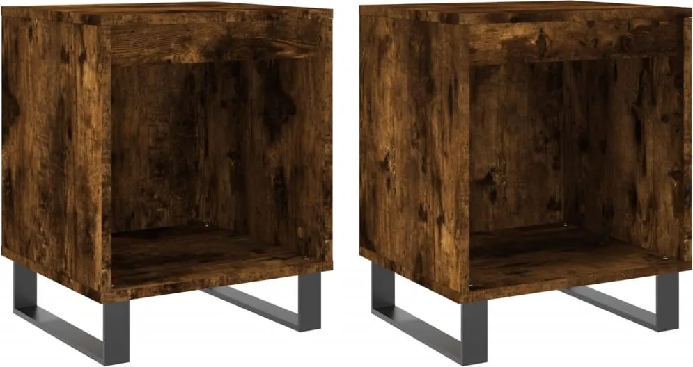 vidaXL Noptiere, 2 buc., stejar fumuriu, 40x35x50 cm, lemn compozit