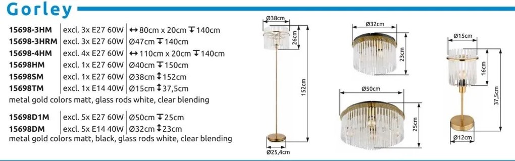 Lampadar, Lampa de podea GORLEY auriu