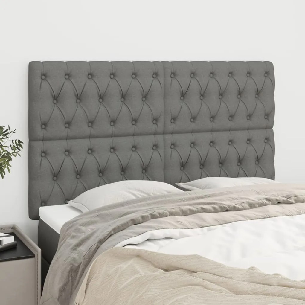vidaXL Tăblii de pat, 4 buc, gri închis, 72x5x78/88 cm, textil
