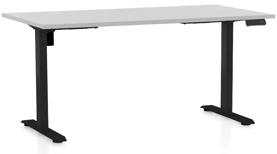 Masa inaltime reglabila OfficeTech B, 160 x 80 cm, bază neagră, gri deschis