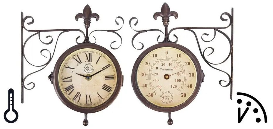 Set ceas și termometru pentru grădină Esschert Design Rustic