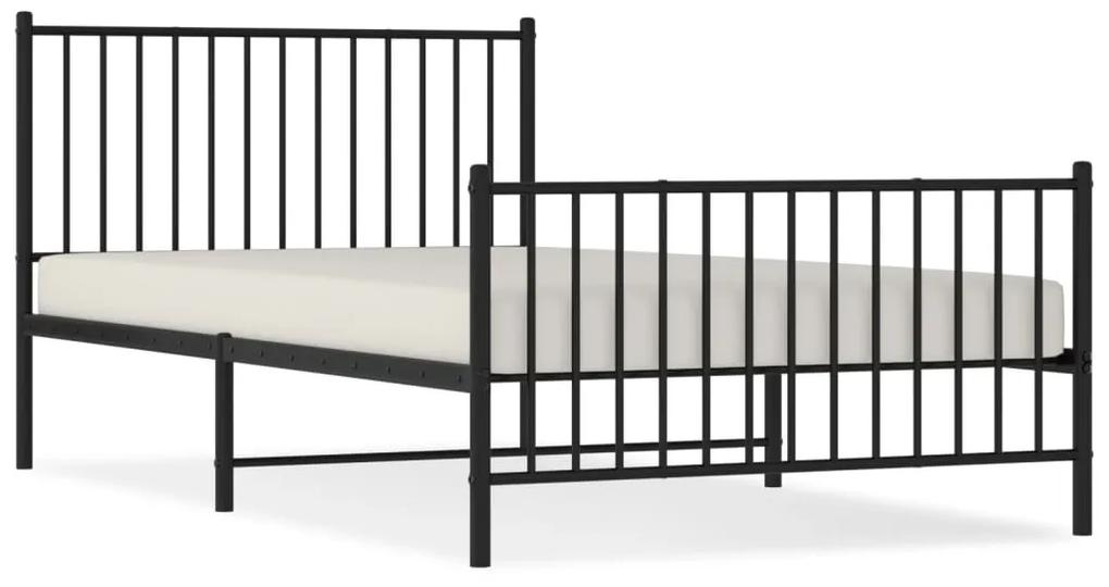 350878 vidaXL Cadru pat metalic cu tăblii de cap/picioare, negru, 107x203 cm