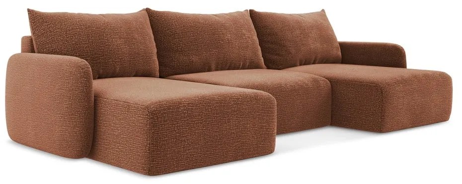 Colțar cărămiziu extensibil/cu spațiu de depozitare Kalena – Makamii