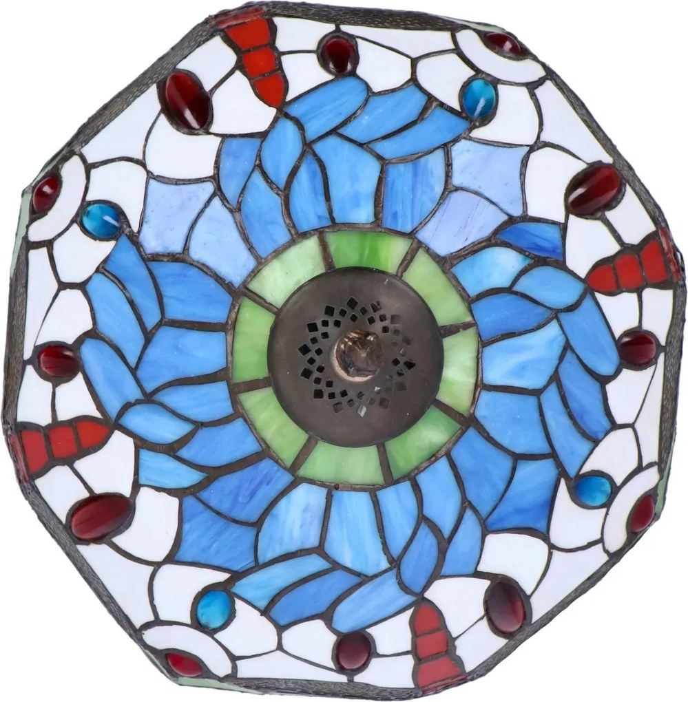 Lampa de masa Tiffany Blu h 45 cm, abajur 30 cm